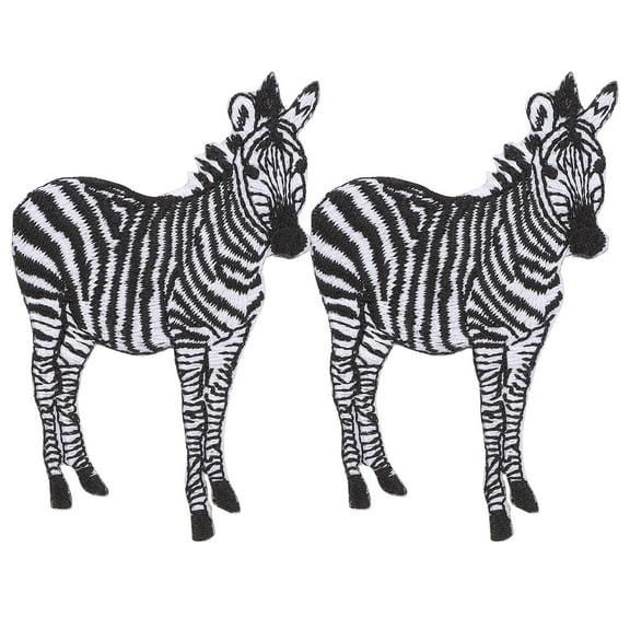 MERRYHAPY Embroidered Appliques 2Pcs Striped Zebra Pattern Embroidered Animal Fabric Patches for DIY Clothing