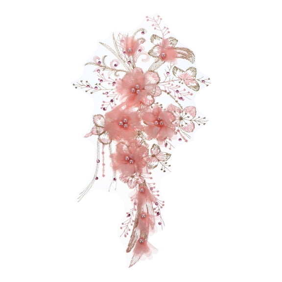 MERRYHAPY Lace Flower Patch with Embroidered Border, Iron-On Applique for Clothing and Craft Decoration