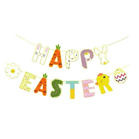 MERRYHAPY Decorative Easter Theme Banner with Happy Easter Lettering for Festive Events