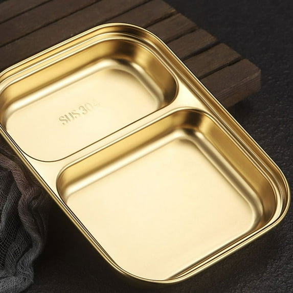 MERRYHAPY Golden Stainless Steel Snack Dish and Dessert Serving Tray for Household Food Presentation