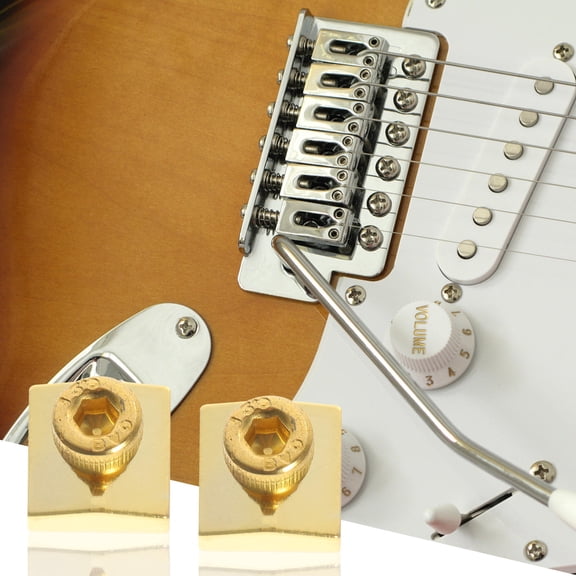 MERRYHAPY Guitar Tremolo Bridge Block Golden Metal String-Through Accessories 1 Set for Electric Guitar