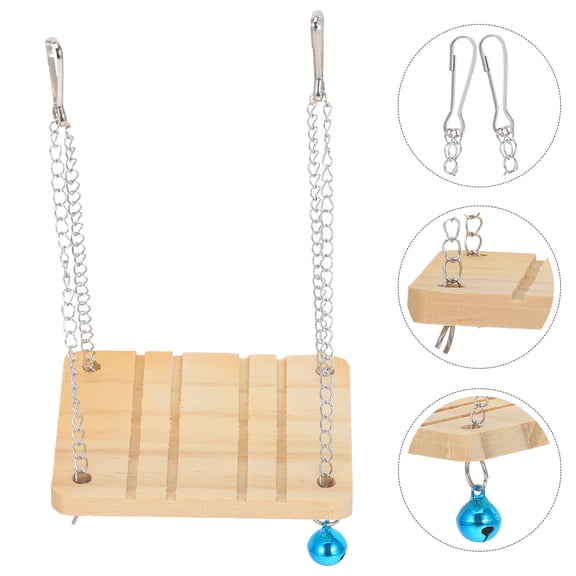 MERRYHAPY Wooden Hamster Exploring Toy Platform Swing Natural Small Pet Playground Accessory 1 Piece