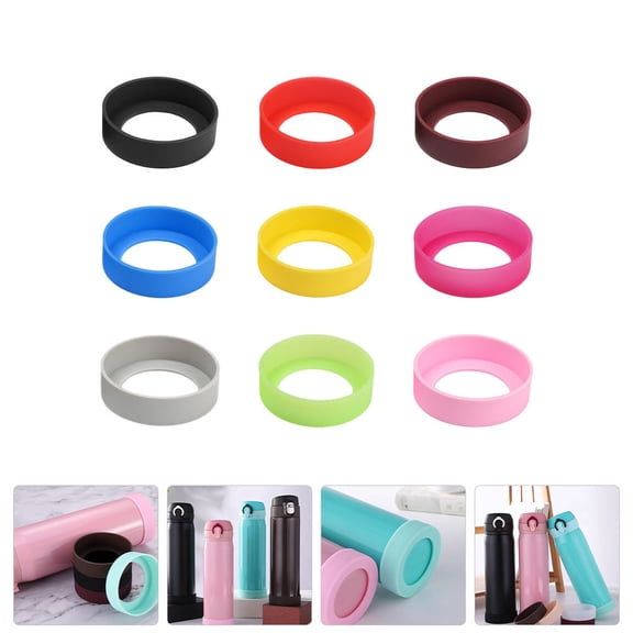 MERRYHAPY Protective Silicone Mug Mat Assorted Color Flexible Wave Design for Home Use 9Pcs