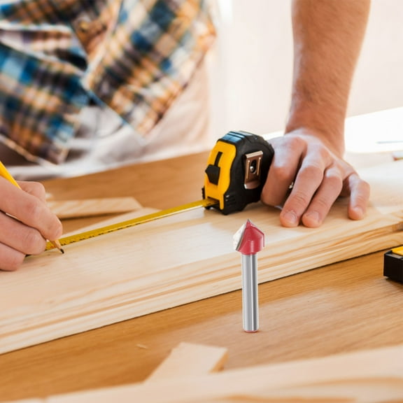 MERRYHAPY 90 Degree V Groove Router Bit Carbon Steel Woodworking Trimming Cutter High Performance Red