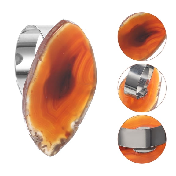 MERRYHAPY Orange Agate Napkin Holder Metal Accessory Stylish Elegant Table Decor for Home Kitchen Dining