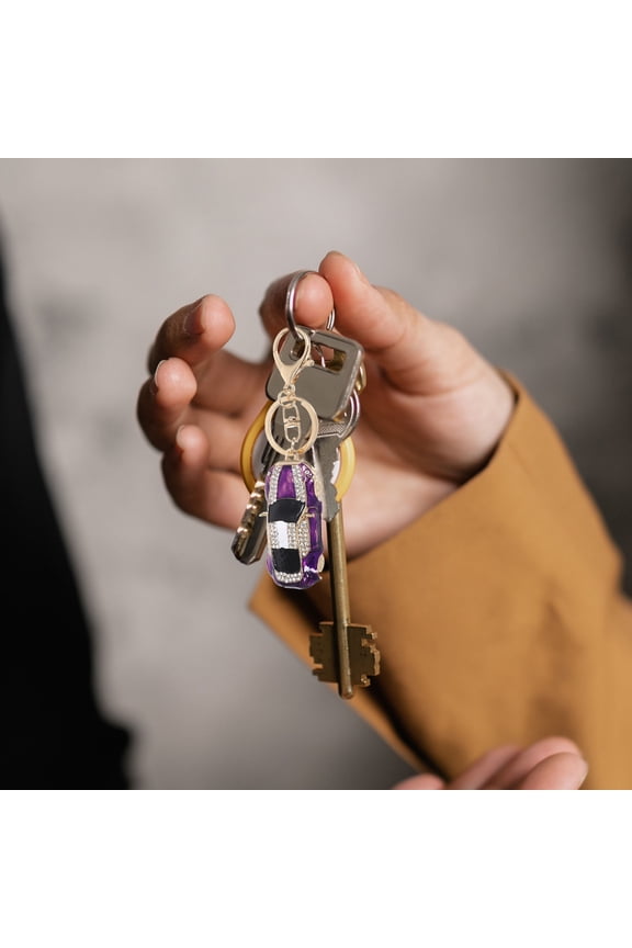 Purple Creative Car Key Hanging Chain Decorative Pendant for Handbags and Backpacks