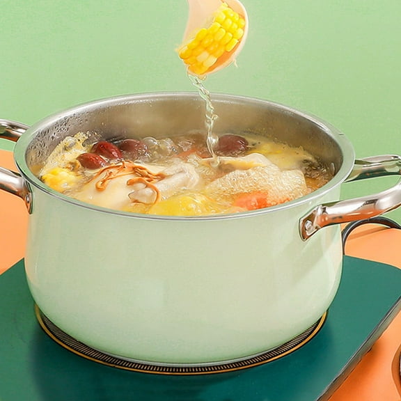 MERRYHAPY Green Stainless Steel Cooking Pot, Soup and Stew Pot for Kitchen, Easy to Clean and