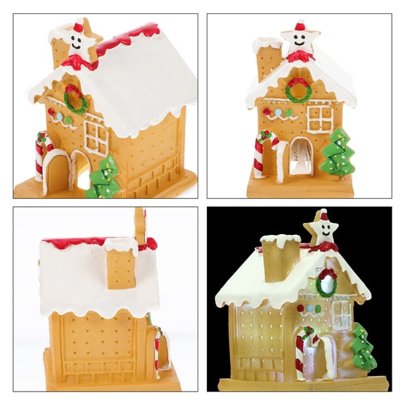 MERRYHAPY Yellow Resin Christmas Village House Tabletop Decoration for Holiday Festive Ambiance and Seasonal Home Decor