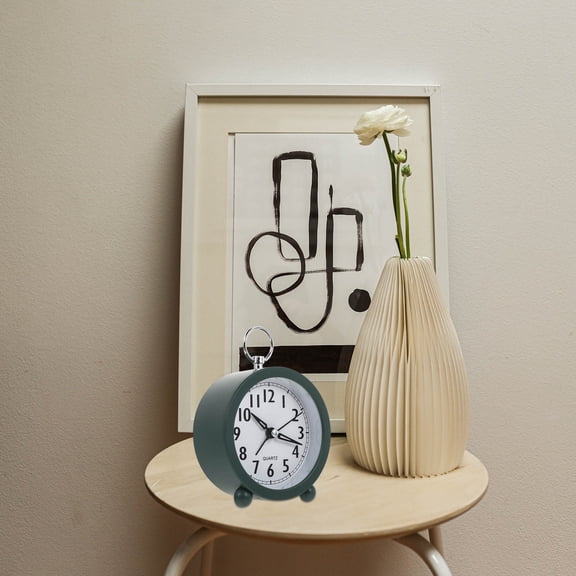 MERRYHAPY Green Macaron Round Alarm Clock for Home & Office, Decorative Plastic Design, Quiet Non-Ticking, 1 Piece