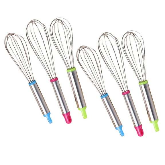 MERRYHAPY Manual Egg Whisk in Assorted Colors for Kitchen Made of Stainless Steel and Plastic Perfect for Mixing Sauces and Batters 3pcs
