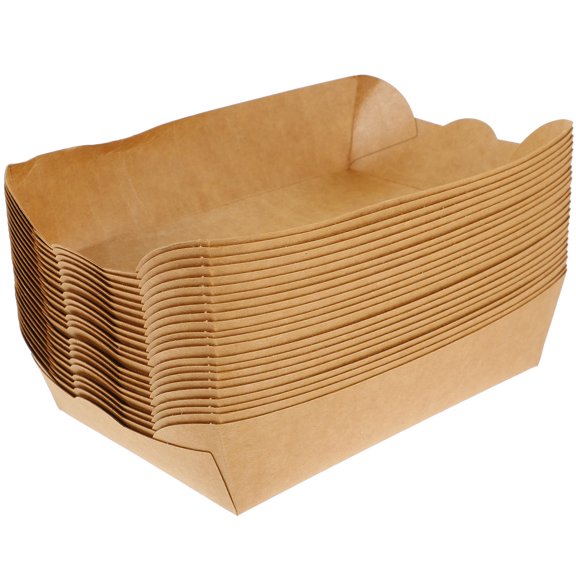 MERRYHAPY 100 Pcs Light Brown Microwavable Paper Snack Holders Disposable Food Containers