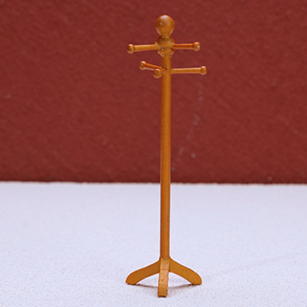 MERRYHAPY Doll Clothes Hanger Rack Coffee Synthetic Material Mini Coat ...
