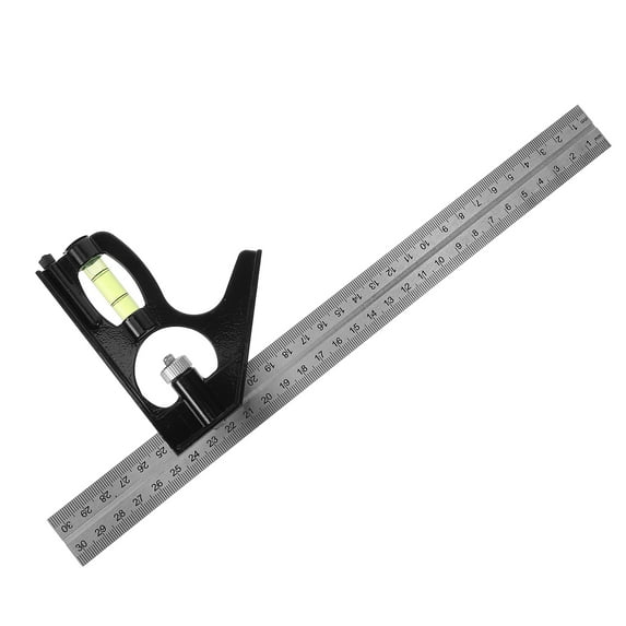MERRYHAPY Multi Functional Aluminum Alloy Combination Ruler with Protractor for Precise Measurement