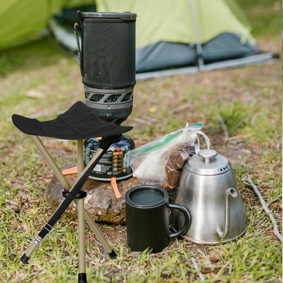 MERRYHAPY Outdoor Folding Tripod Stool with Wear-Resistant Cloth Seat for Camping Hiking Fishing 1 Pack
