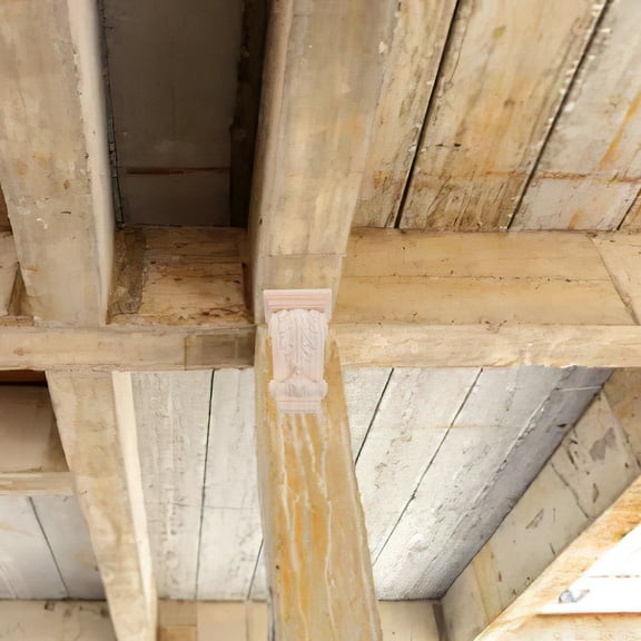 MERRYHAPY Decorative Wooden Carved Corbels Khaki Set for Home Decor and Furniture Accents