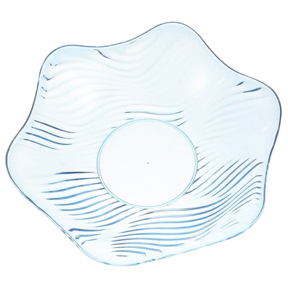 MERRYHAPY Plastic Crystal Fruit Plate Flower Design Snack Nut Dish Wave Candy Holder Salad Bowl for Home (Blue Plastic Material, Crystal Look)