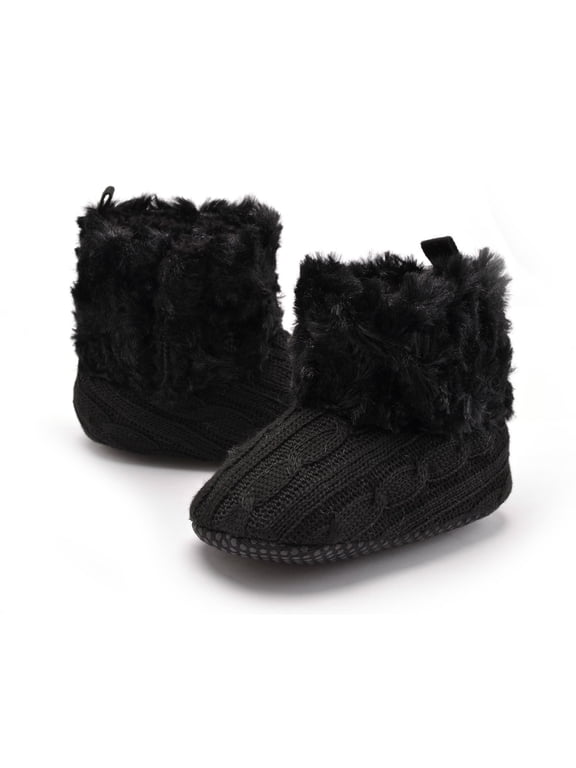 Prewalker Boots, Soft Knitted bed Shoes with Non- Sole in Black