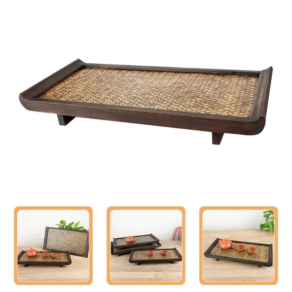 MERRYHAPY Back to School Rectangle Wooden Serving Tray for Snacks and Tea, Family and Home Use, and Stylish