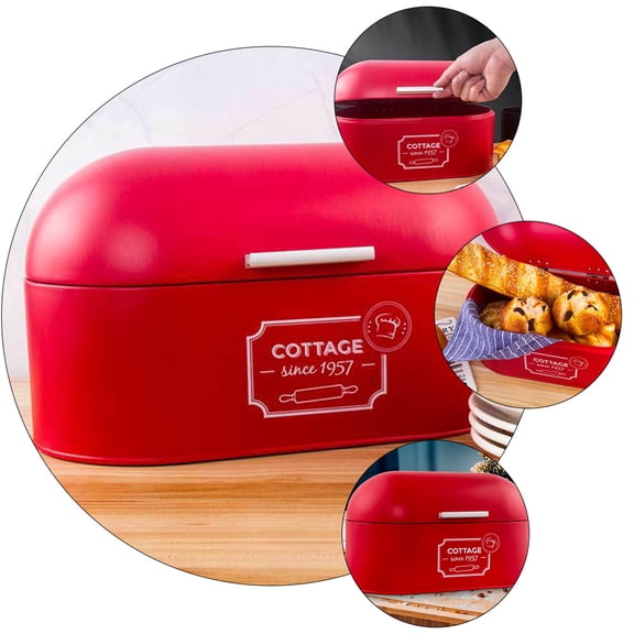 MERRYHAPY Red Metal Bread Box for Kitchen Storage Ideal for Bread Snacks and Daily Necessities  Extra Large Size