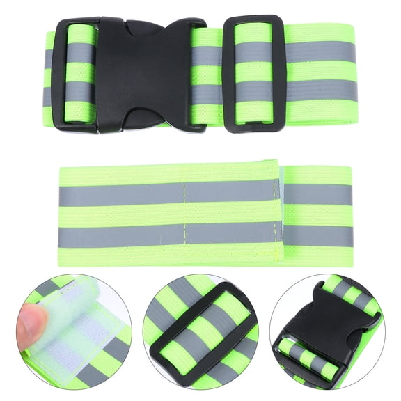 MERRYHAPY Reflective Safety Arm Bands for Night Running, Cycling & Walking, Green Synthetic Material, 2 Pack