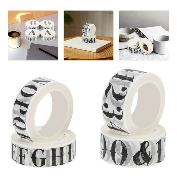 MERRYHAPY Retro Alphabet and Number Sticker Rolls, Craft Paper Tape for Scrapbooking, Decorative Tape for Journals and Planners
