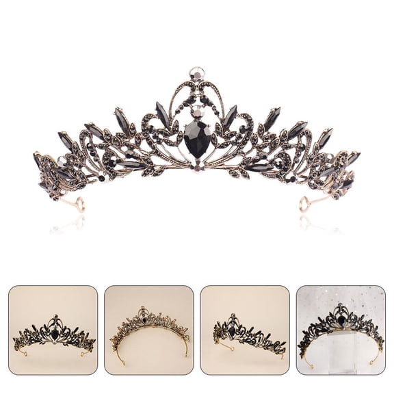 MERRYHAPY Rhinestone Bridal Black Headpiece for Wedding, Proposal, Photo Shoot, and Special Occasions