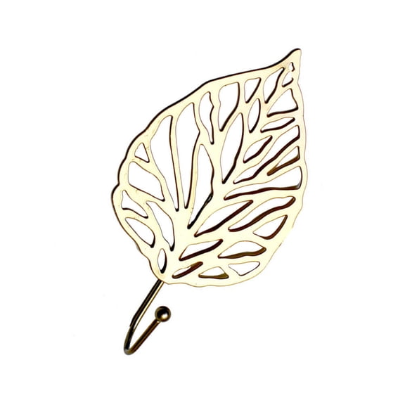 MERRYHAPY 1Pc Simple Installation Leaf Shaped Nordic Style Iron Wall Hanger Beige