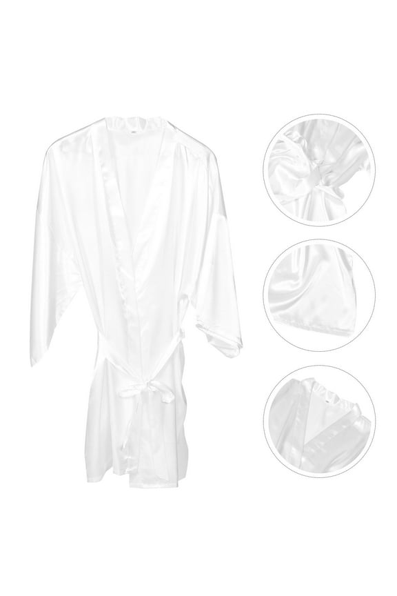 Elegant White Silk-Like Robe, Smooth and Lightweight, Perfect for Bridal Parties
