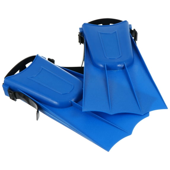MERRYHAPY Short Blades Swim Flippers 1 Pair Blue Rubber with Ankle Protection Non-Slip Bottom 30X16.5CM for Adults