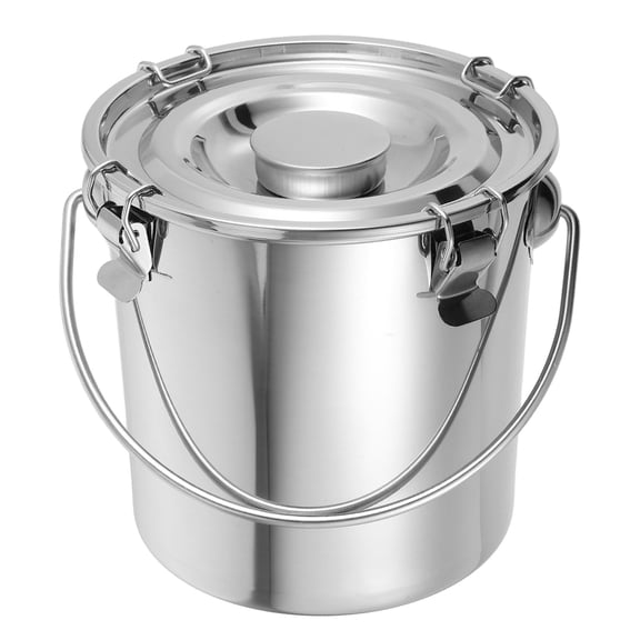 MERRYHAPY Stainless Steel Sealed Bucket Food Storage Container Round Design for Camping Outdoor Picnics 1 Pack