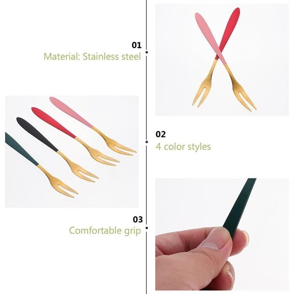 MERRYHAPY Stainless Steel Dessert Forks Set, 5 Pieces, Assorted Colors, Flatware for Home and Kitchen Use