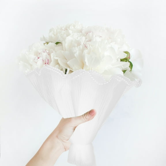 MERRYHAPY 1 Roll of Paper for Flowers Bouquets White Mesh Wave Pattern for Home Users