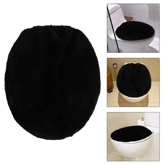 MERRYHAPY Bathroom Toilet Seat Cover 1Set Black Polyester Minimalist Design