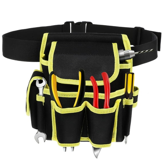 MERRYHAPY Heavy Duty Electrician Tool Belt Bag Black Multi-Functional Utility Pouch for Tool Storage