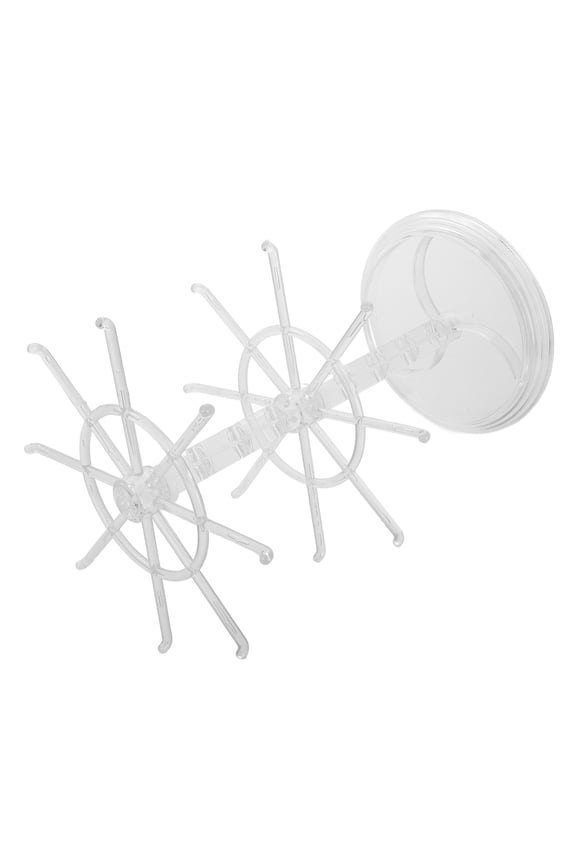 Transparent Rotating Jewelry Stand for Bracelet Organizer and Keychain Display with Multi Hooks