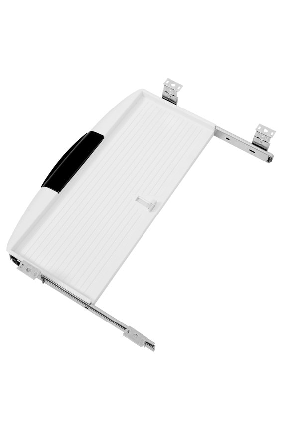 Ergonomic Keyboard Tray with Full Extension Slides, White ABS and Iron, Adjustable Under Desk Keyboard Drawer