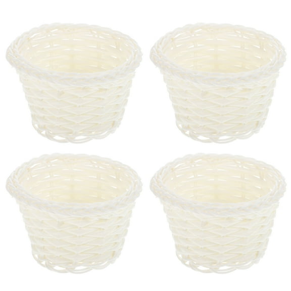 MERRYHAPY White Plastic Mini Flower Baskets Set of 4 for Party Decorations, Favors, Crafts, and Miniature Displays