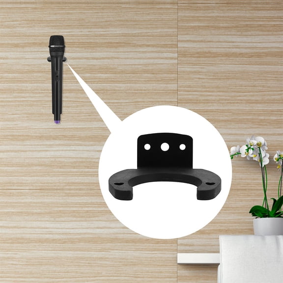 MERRYHAPY Black Wall Mounted Microphone Hook Rack with Silicone Slot Holder and Easy Installation for Secure Storage