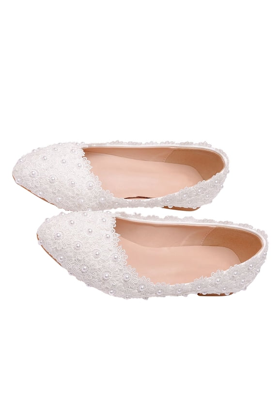 Women's Simple Shoes White PU Lace Flats Comfortable Rubber Sole Casual Footwear