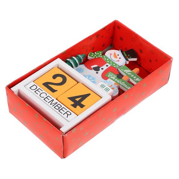 MERRYHAPY Wooden Christmas Calendar Decor Yellow 1 Pc Festival Reminder Home Holiday Decoration