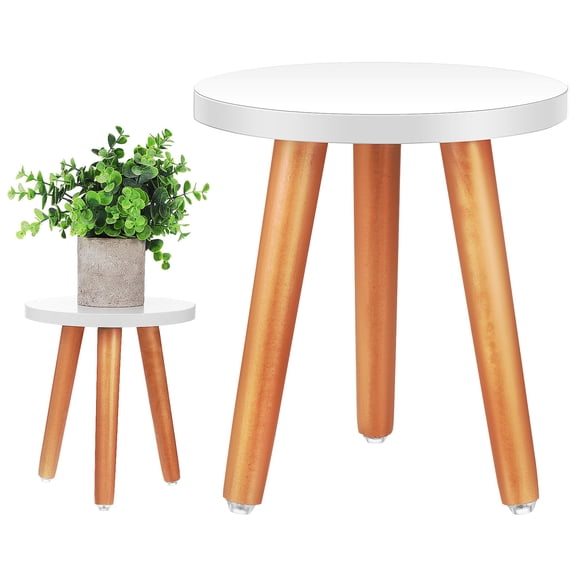 MERRYHAPY 2-Pack Wooden Flower Pot Holder Stool Plant Stand Indoor Support for Small to Medium Plants