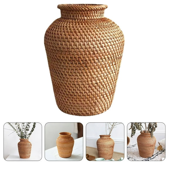 MERRYHAPY Decorative Rattan Vase Light Brown, 1 Piece, Simple Style Home Decor for Living Room or Office