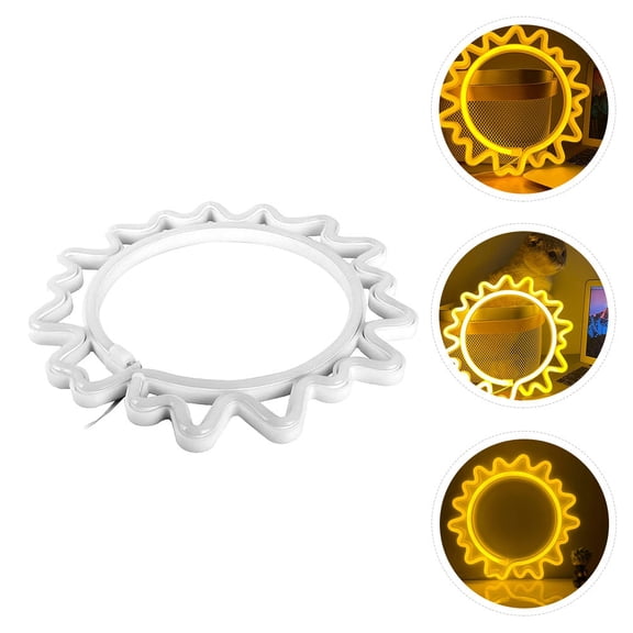 MERRYHAPY Yellow Sun Shaped LED Neon Lamp, Decorative Bright Light, 7.7 Inches, Perfect for Home and Party Decor