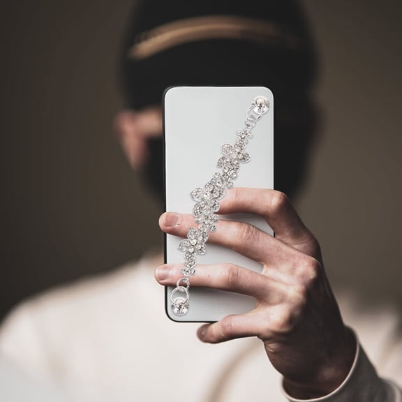 MERRYHAPY Chain for Phone Case Silver Mobile Phone Case Chain Rhinestone 1Set for Daily Use