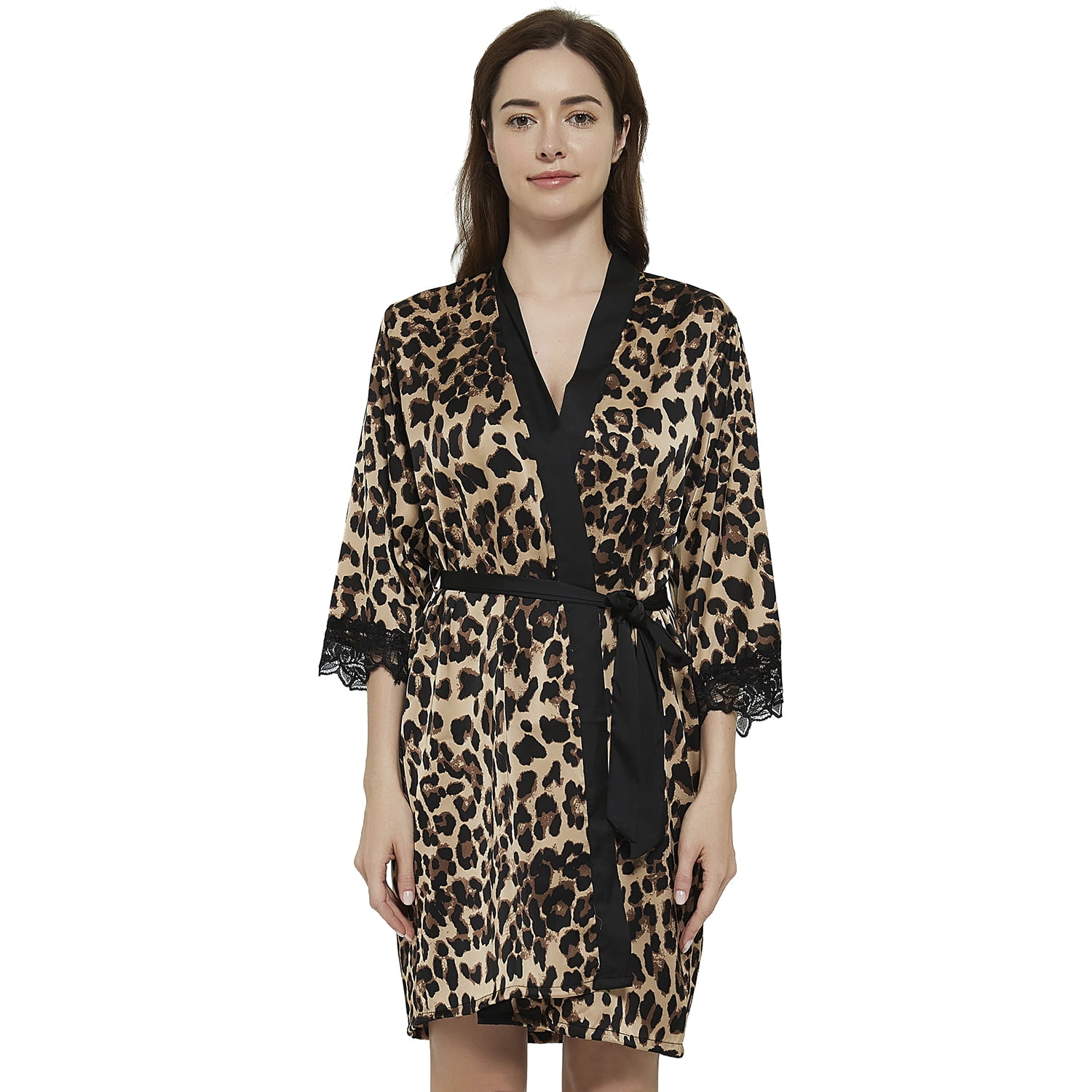 MERRYLIFE Women Sexy Lingerie Bathrobe Leopard Print Robe Sleepwear