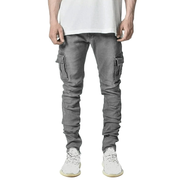 Trousers Slimming Spring Pockets Pleated Side Men Pants, MERSARIPHY Casual Street Party Middle-Waist