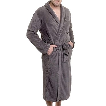 Ross Michaels Mens Robe with Hood - Soft Warm 320 GSM Mid Length Bathrobe - Plush Shawl Collar ...