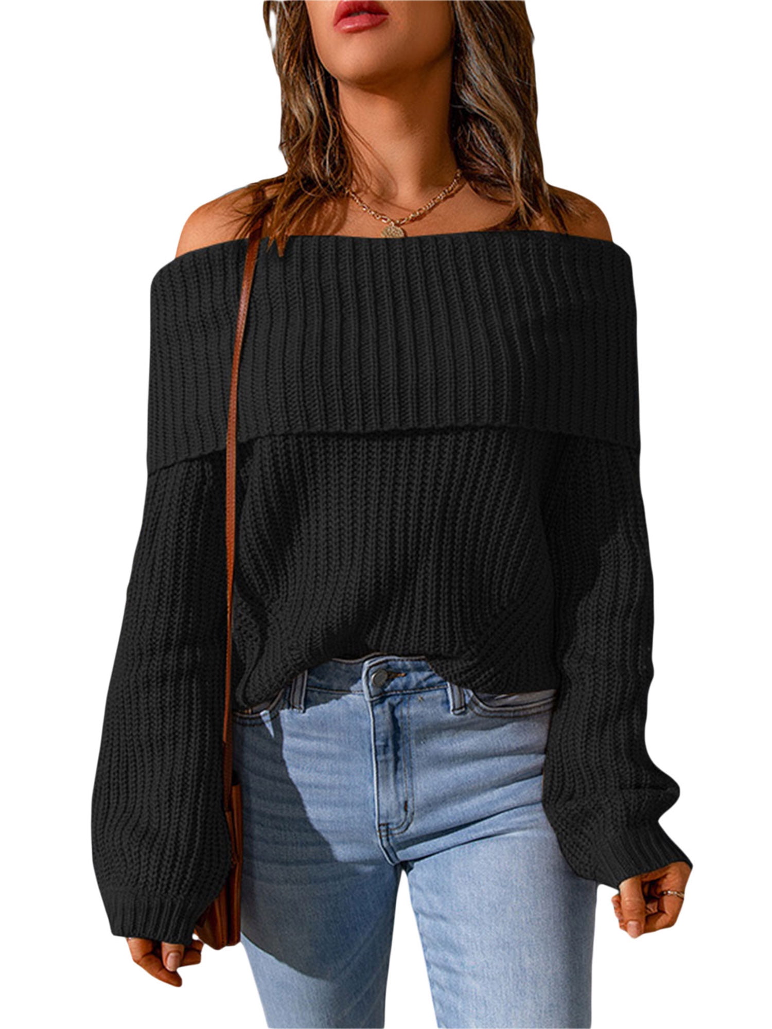 Fold Over Off Shoulder Sweater