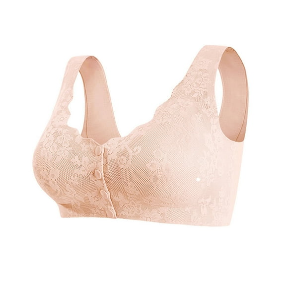 Mersteyo Women's Pocket Bra Front buckle Post-Surgery Sleep Bra Wirefree Everyday Bra