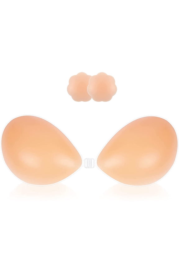Silicone Strapless Bra - Invisible Fit, Powerful Push-Up, Free Nipple Covers, Perfect for Backless Outfits